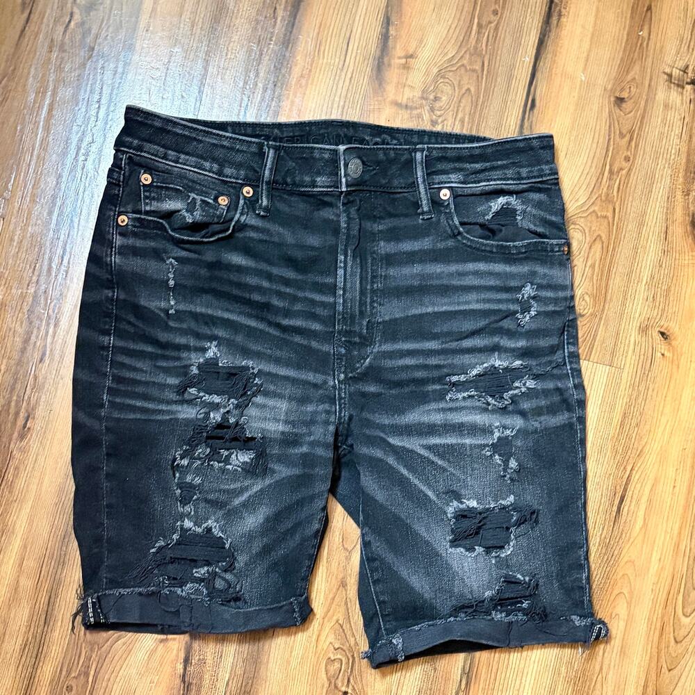 Men’s American Eagle Outfitters Airfit Black Distressed Shorts Size 33 - Picture 6 of 8